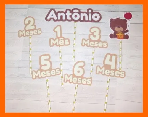 Kit Mesversario Topper/topo de Bolo - Ursinho