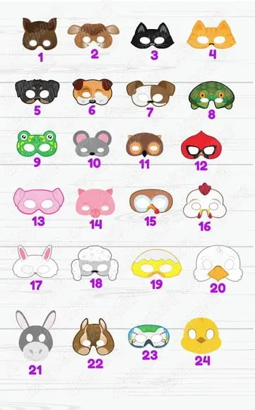 Máscaras de Papel - Fazendinha - Animais