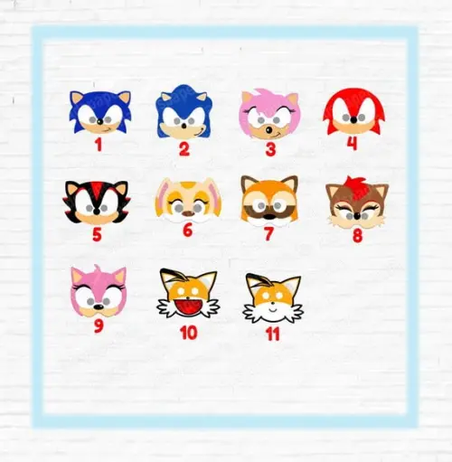 Mascaras de Papel Turma do Sonic Amigos do Sonic