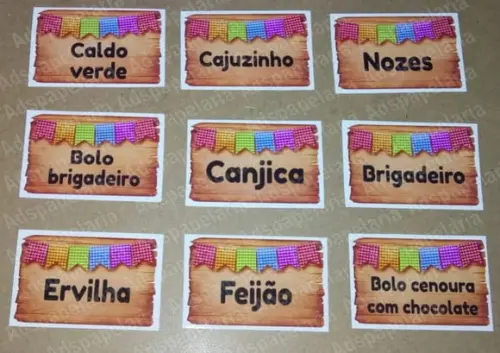 Plaquinhas para Comidas Tipicas de Festa Junina - 6x4cm