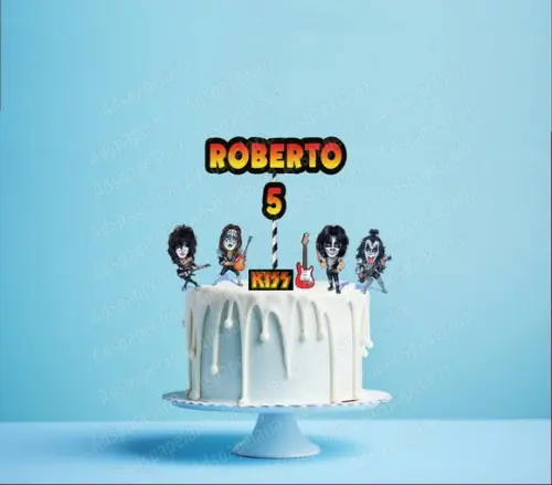 Topo de Bolo Banda Kiss - Festa Rock