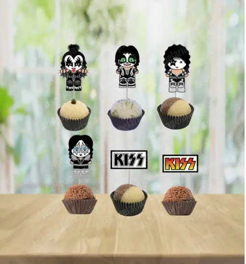 Topper para Doce e cupcake Banda Kiss  - festa rock