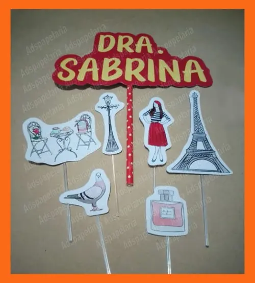 Topo de Bolo Tema Paris