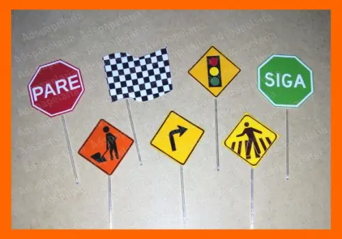 Topper para doce e cupcake - Carros - Sinais de Transito