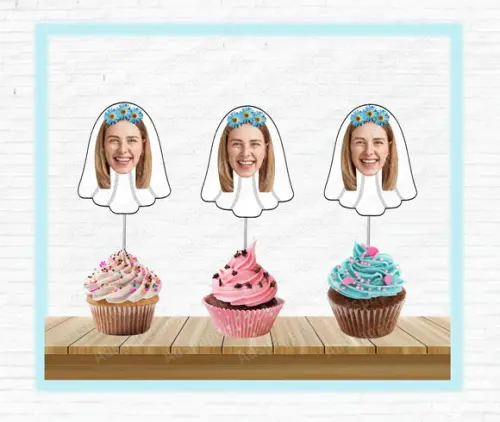Toppers para Despedida de Solteira com Foto Flor Azul