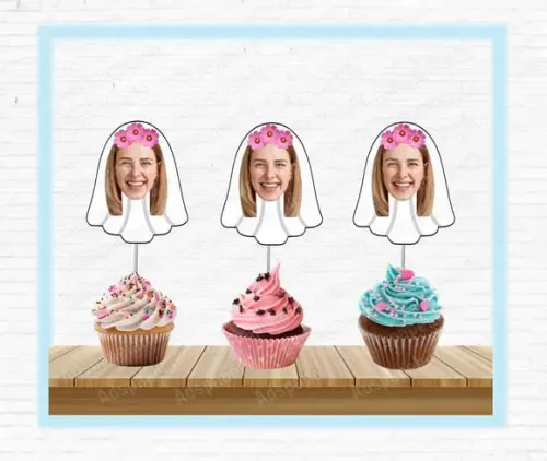 Topper para doces e cupcakes Despedida de Solteira, casamento, noivado, formatura com Foto