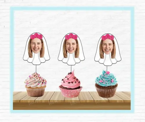 Toppers para Despedida de Solteira com Foto Flor Pink