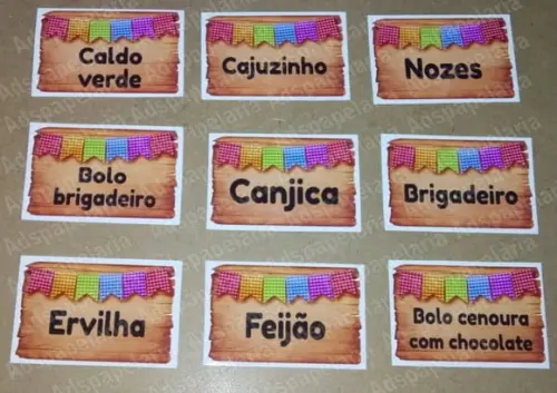 Toppers Plaquinhas para Comidas Festa Junina com Palito