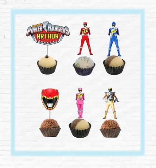 Toppers - tag para doces Power Rangers Dino Charge e Super Charge