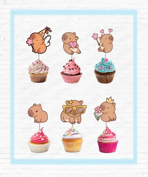 Topper para Docinhos e Cupcake Capivara