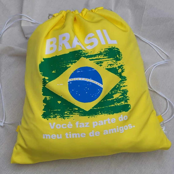 Mochila Saco Verde e Amarela Futebol Copa do Mundo Brasil