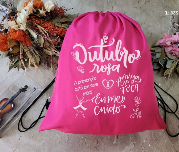 Outubro Rosa Sacola Mochila Ecobag Personalizada