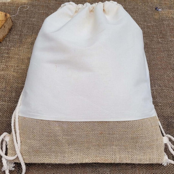Sacochila Ecobag Sacola Mochila de Tecido Algodão e Juta
