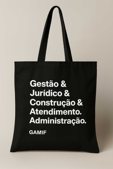 Sacola Ecobag de Algodão Cor Preta Impressão Branco
