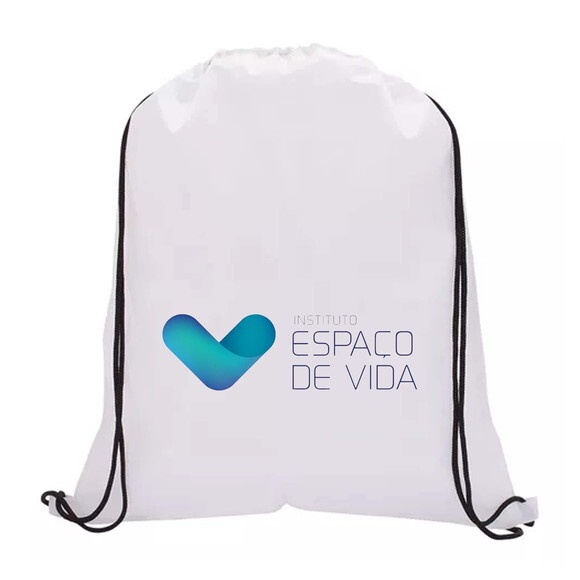 Sacochila de Tecido Tactel Branco Personalizada