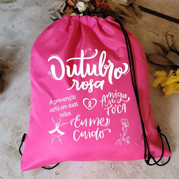 Ecobag Outubro Rosa Mochila Personalizada Sacoa para Brinde
