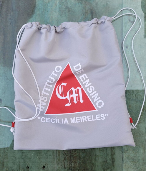 Brinde Mochila Sacola Cinza Personalizada com Seu Logotipo