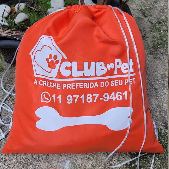 Mochila Sacola Saco Ecobag Azul Tipo Saco de Tecido