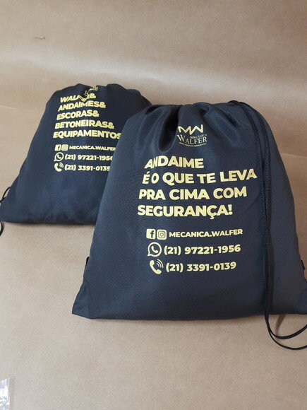 Sacochila Preta Ecobag de Tecido Brinde Personalizado