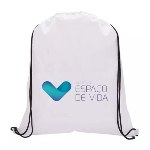 Sacochila de Tecido Tactel Branco Personalizada