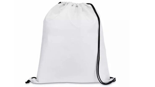 Mochila de Pano Tipo Saco de Poliéster Cor Branca