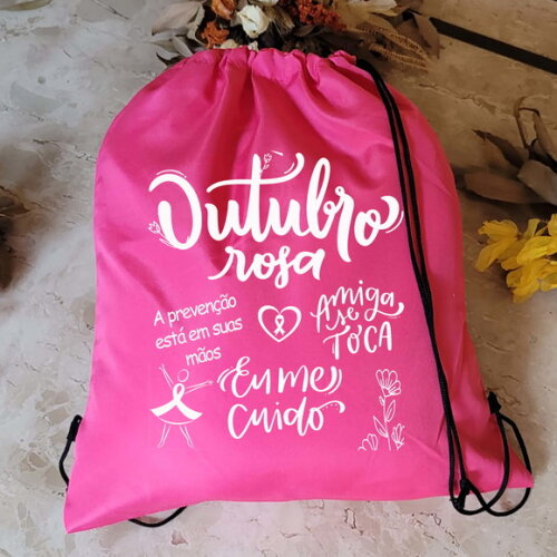 Ecobag Outubro Rosa Mochila Personalizada Sacoa para Brinde