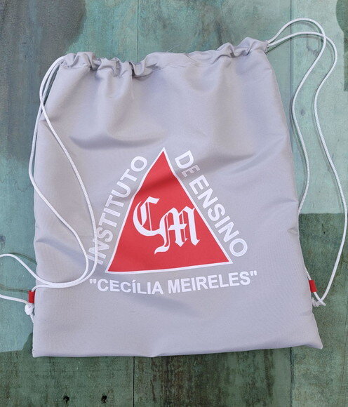Brinde Mochila Sacola Cinza Personalizada com Seu Logotipo