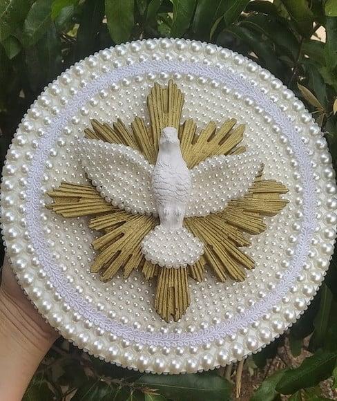Mandala Divino Espírito Santo 25CM com pérolas