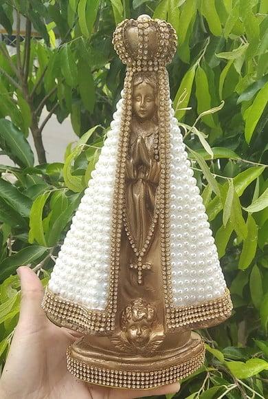 Nossa Senhora Aparecida 22cm com Pérolas + Porta Aliança