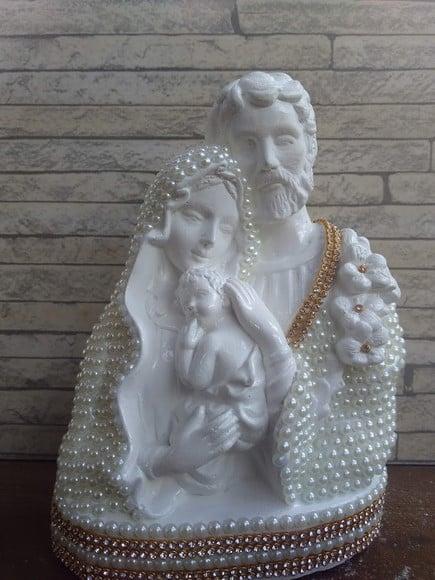 Busto Sagrada Familia 20cm com Pérolas
