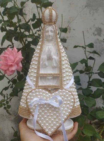 Nossa Senhora Aparecida 30 cm com Pérolas Porta Aliança