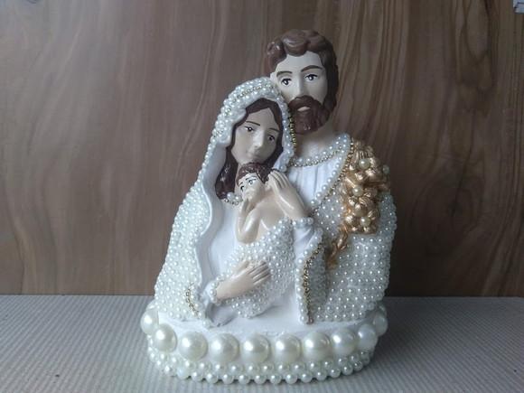 Busto Sagrada Familia 20cm com Pérolas