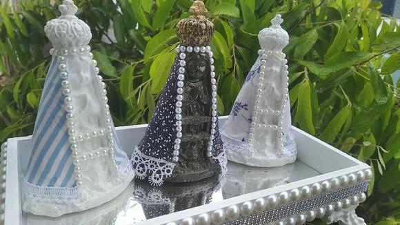 Kit 12 Nossa Senhora Aparecida Baby 15cm Manto Estampado