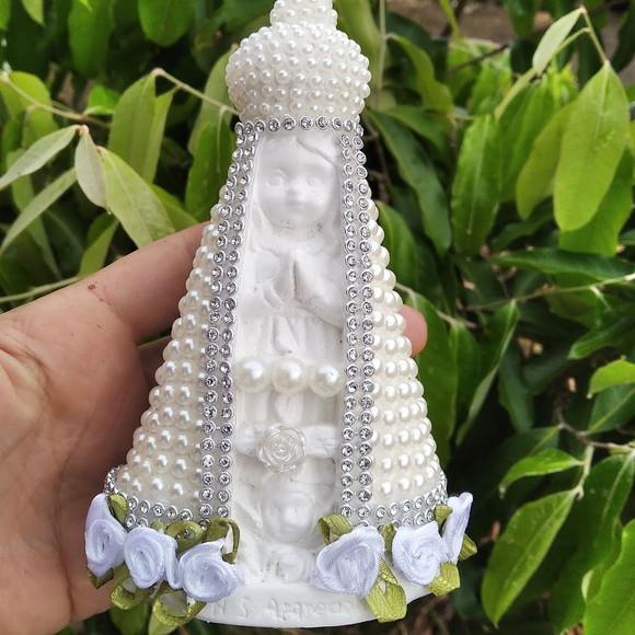 Imagem de Nossa Senhora Aparecida baby 15cm com pérolas
