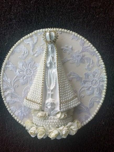 Mandala Divino Nossa Senhora Aparecida 25CM renda e pérolas
