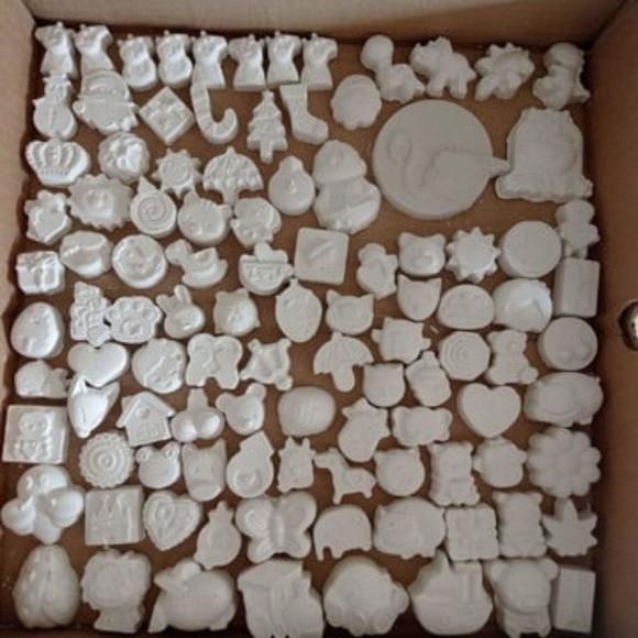 Kit com 150 Peças Gesso Cru para Pintura Recreação Infantil