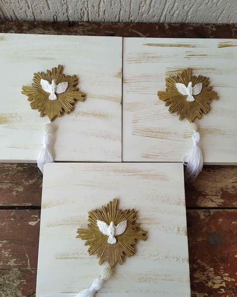 Kit 3 Caixas MDF + 3 Pingentes Divino Espírito Santo