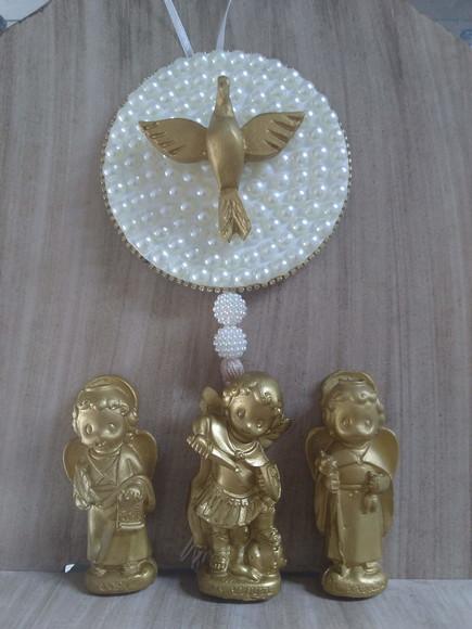 Kit Mandala Divino Espírito Santo Pérolas + Trio Arcanjos