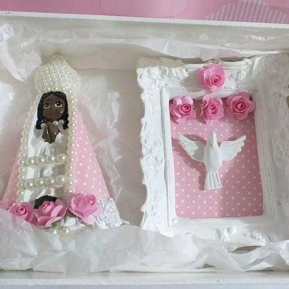 Kit Nossa Senhora Aparecida Baby + Quadrinho Divino Espírito