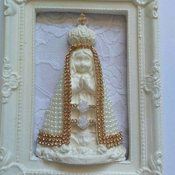 Quadrinho N. S. Aparecida com Pérolas