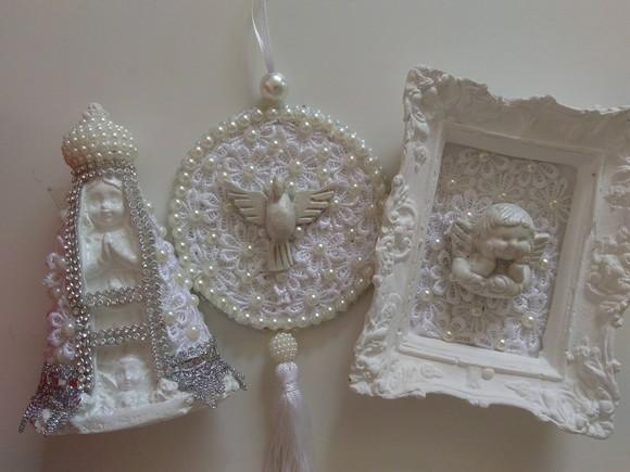 Kit Presente Divino Espírito Santo + Anjinho + Nossa Senhora