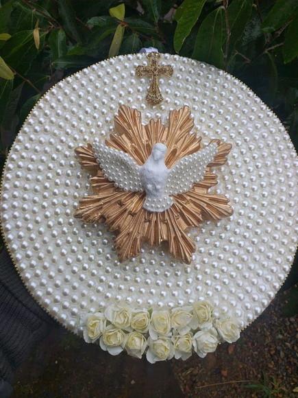 Mandala Divino Espírito Santo 30cm Com Pérolas