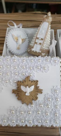 Kit Convite Caixa mdf 15x15 + Nossa Senhora + Mandala