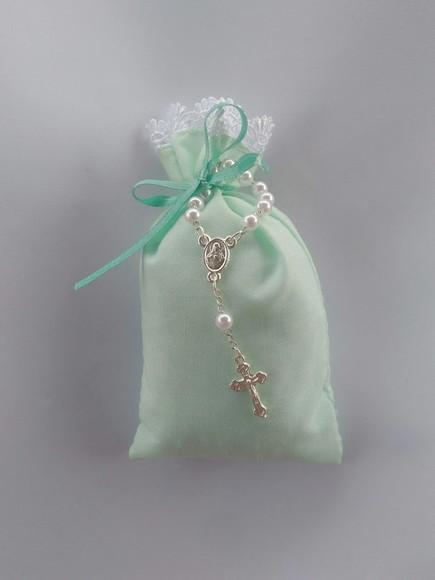 Sachê perfumado com Mini Terço para lembrancinha