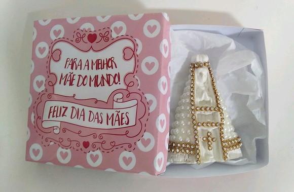 Nossa Senhora Aparecida 8cm pérolas + caixinha