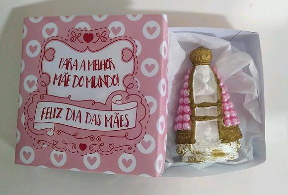 Nossa Senhora Aparecida 8cm pérolas + caixinha