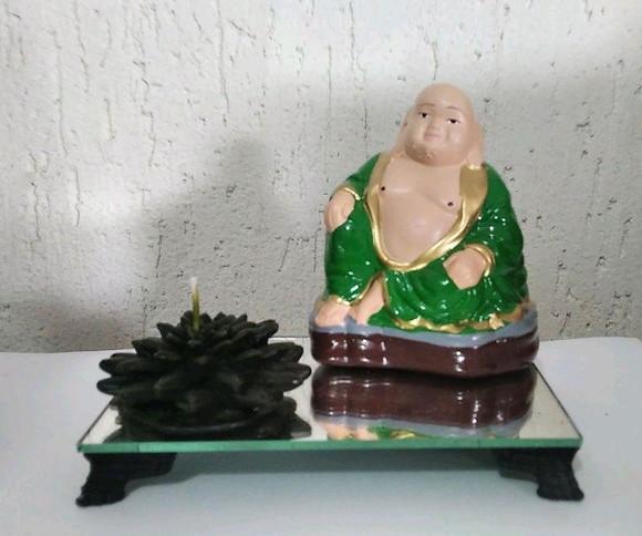 Kit bandeja espelhada, Buda e vela