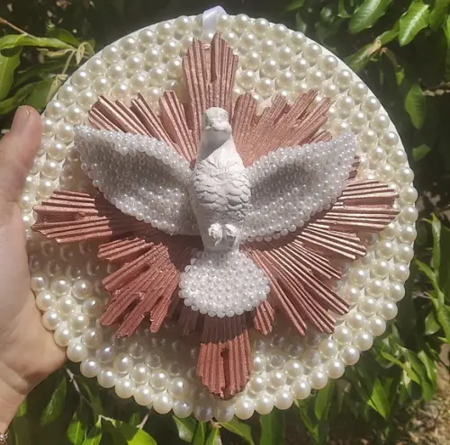 Mandala Divino Espírito Santo 20cm com Pérolas