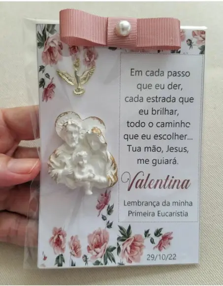 Kit 10 Lembrancinha Ímã Sagrada Família com Pérolas