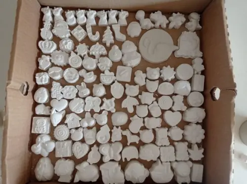 Kit com 50 Peças Gesso Cru para Pintura Recreação Infantil